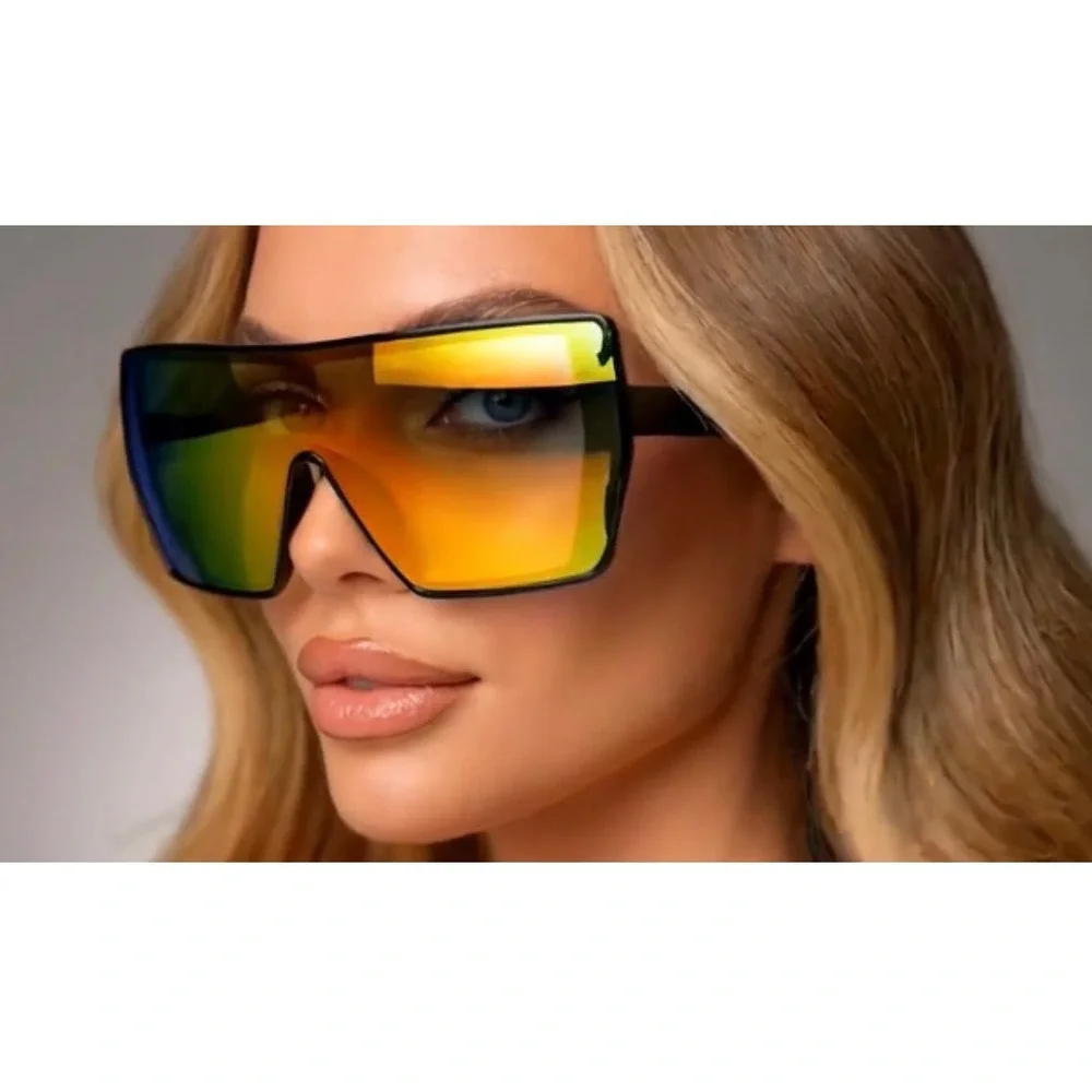 Shield Sunglasses Mirrored Lens Futuristic Visor Fashion Sun Glasses UV400 Gafas